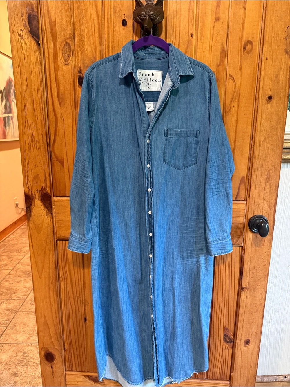 Frank & Eileen Light Blue Denim Maxi Shirt Dress